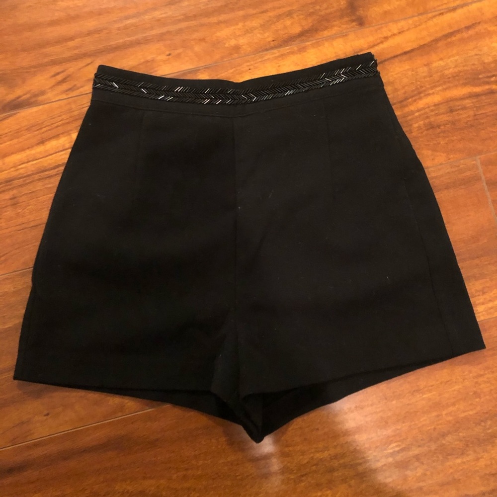 High waisted beaded shorts